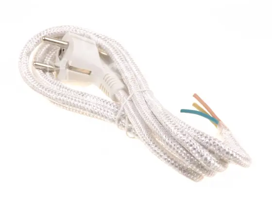 flexošňůra přívodní, opředená, L = 1,8 m, 3x1mm2, úhlová vidlice